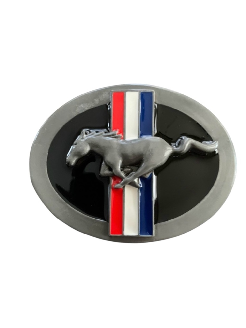 Vintage SISKIYOU Ford Mustang Belt Buckle Pewter Enamel Licensed